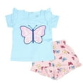 thumbnail image 1 of WOYY Toddler Girls Summer Outfits Ruffle Short Sleeve T Shirt Shorts Set, Sizes 3M-3T, 1 of 3