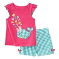 thumbnail image 1 of WOYY Toddler Girls Summer Outfits Whale Print Ruffle Tank Top Shorts Set, Sizes 2-8, 1 of 6