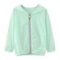 WOYY Toddler Girls Summer Sun Protection Jacket Lightweight Zipper Hooded Coat, Green