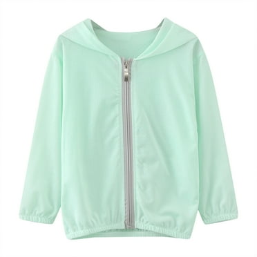 WOYY Toddler Girls Summer Sun Protection Jacket Lightweight Zipper Hooded Coat, Green