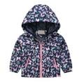 thumbnail image 1 of WOYY Toddler Girls Sun Protection Jacket Butterfly Prints Hooded Coat Windbreaker, Blue, 1 of 3