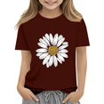thumbnail image 1 of WOYY Toddler Girls Sunflower Print Short Sleeve T-Shirt Summer Casual T Shirt, Sizes 3-13, 1 of 6