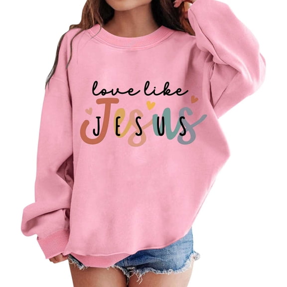 WOYY Toddler Girls Sweatshirt Letter Print Loose Pullover Long Sleeve Shirt, Sizes 4-5T