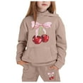 thumbnail image 1 of WOYY Toddler Girls Sweatsuits Cherry Print Hoodie Jogger Pants Outfit Set, Sizes 4-5T, 1 of 3