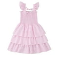 thumbnail image 1 of WOYY Toddler Girls Sweet Floral Print Dress Sleeveless Ruffle Smocked Tiered Dress, 1 of 5