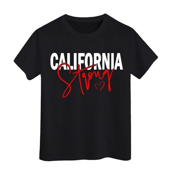 WOYY Toddler Girls T Shirt California Print Short Sleeved T-Shirt Casual Summer Graphic Tshirt