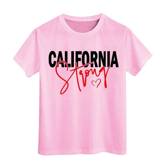 WOYY Toddler Girls T Shirt California Print Short Sleeved T-Shirt Casual Summer Graphic Tshirt
