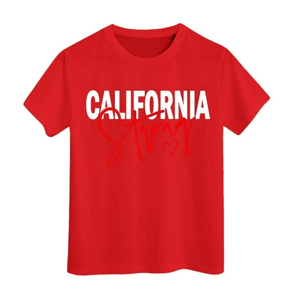 WOYY Toddler Girls T Shirt California Print Short Sleeved T-Shirt Casual Summer Graphic Tshirt