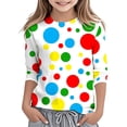 thumbnail image 1 of WOYY Toddler Girls T Shirt Dots Print 3/4 Sleeve Crew Neck T-Shirt for Kids, Sizes 3-13, 1 of 4