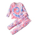 thumbnail image 1 of WOYY Toddler Girls Tie Dyed Outfits Long Sleeve T-Shirt Pants Clothes Set, Sizes 3-4T, 1 of 8