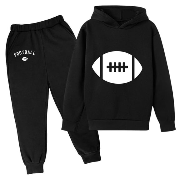 WOYY Toddler Girls Tracksuit Football Hoodie Sweatshirt Jogger Sweatpants Outfits Unisex Sweatsuit for Kids, Sizes 3-14