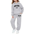 thumbnail image 1 of WOYY Toddler Girls Tracksuit New York Print Hoodie Sweatpants Outfits, Sizes 3-4T, 1 of 3