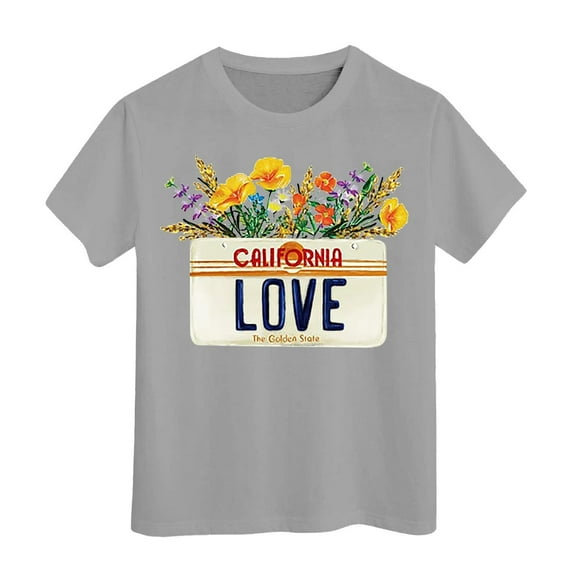 WOYY Toddler Girls Tshirt California Printed Short Sleeve T-Shirt Casual Summer Kids Tee Shirt