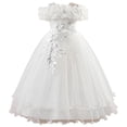 thumbnail image 1 of WOYY Toddler Girls Wedding Party Gown Off Shoulder Princess Maxi Pageant Dress, Sizes 12-13, 1 of 8