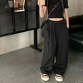 thumbnail image 1 of WOYY Toddler Girls Wide Leg Cargo Pants Solid High Waist Long Pants Loose Casual Trousers, 1 of 7
