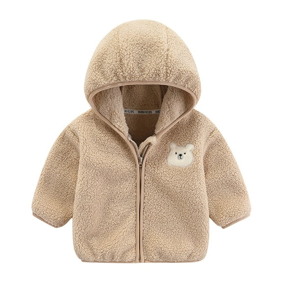 WOYY Toddler Girls Winter Fleece Sherpa Coat Cute Animal Embroidery Jacket, Sizes 2-3T