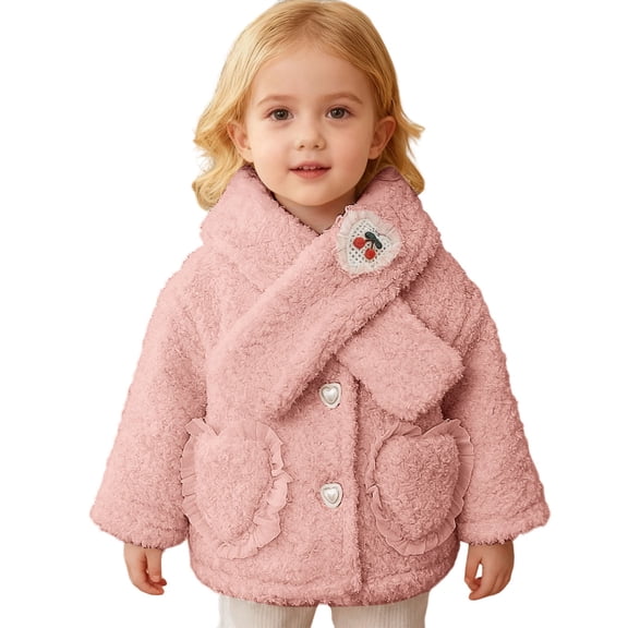 WOYY Toddler Girls Winter Sherpa Coat Soft Warm Outerwear Jacket, Sizes 2-3T