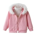thumbnail image 1 of WOYY Toddler Girls Zip Up Cardigan Sweater Knit Coat with Faux Fur Trim Hood, Sizes 2-3T, 1 of 7