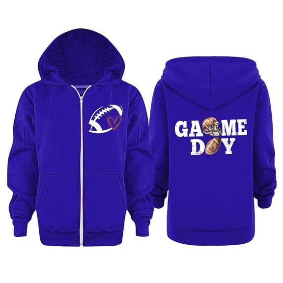 WOYY Toddler Girls Zip Up Hoodie Football Game Day Hooded Sweatshirt Casual Active Jacket