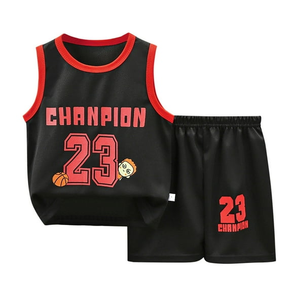 WOYY Tracksuit for Boys Quick Dry Basketball Performance Tank Top Shorts Set, Sizes 2-3T