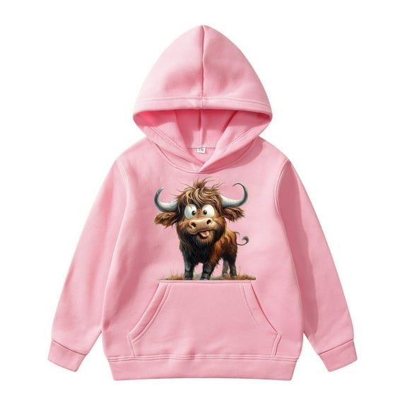 WOYY Tween Boys Casual Hoodie Cow Print Long Sleeve Pullover Hooded Sweatshirt for Kids