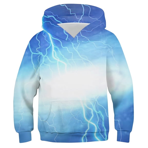 WOYY Tween Boys Hoodie Lightning Print Hooded Sweatshirt with Long Sleeve, Sizes 11-12