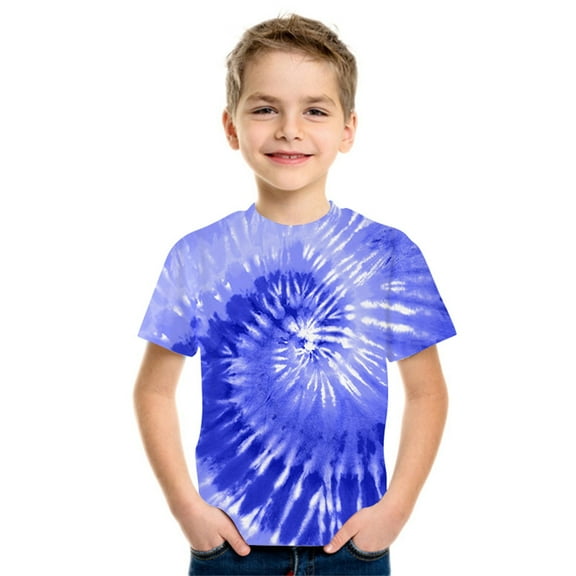 WOYY Tween Boys Tie Dyed Full Print T-Shirt Casual Short Sleeve T Shirt, Sizes 4-16 & Husky
