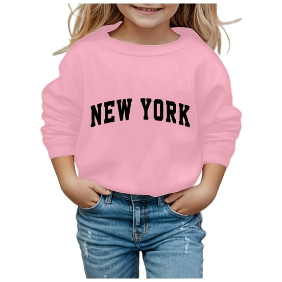 WOYY Tween Girl's Sweatshirt New York Printed Round Neck Pullover Shirt, Sizes 11-12