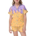 thumbnail image 1 of WOYY Tween Girls 2 Piece Sleepwear Set Ice-cream Short Sleeve Button Shirt Shorts Outfits, Sizes 12-13, 1 of 3