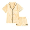 thumbnail image 1 of WOYY Tween Girls 2Pcs Satin Outfits Silk Solid Short Sleeve Button Down Shirt Shorts Sleepwear, Sizes 12-13, 1 of 8