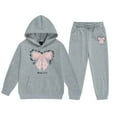 thumbnail image 1 of WOYY Tween Girls Bow Tracksuit Winter Hoodie Jogger Pants Outfits, Sizes 12-13, 1 of 3
