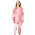 thumbnail image 1 of WOYY Tween Girls Flannel Union Suit Pajama Tie Dyed Hooded Jumpsuit, Sizes 11-12, 1 of 5