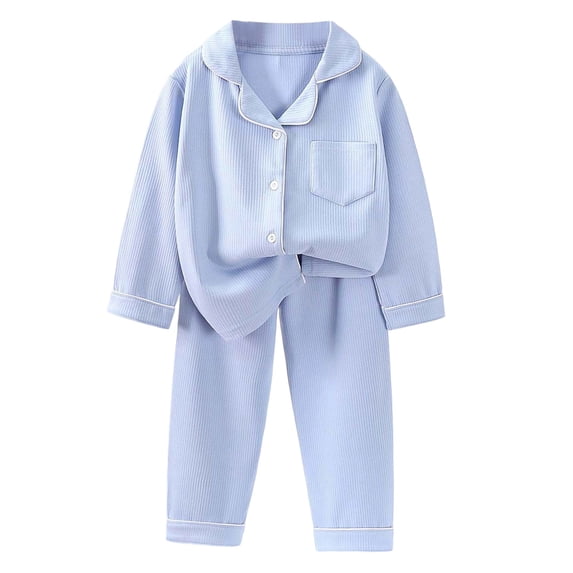 WOYY Tween Girls Fleece Outfits Long Sleeve Button Up Shirt Pants Sleepwear Set, Sizes 11-12