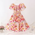 thumbnail image 1 of WOYY Tween Girls Floral Tiered Dress Short Puff Sleeve Summer Beach Dress, Sizes 8-17, 1 of 3