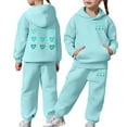 thumbnail image 1 of WOYY Tween Girls Hearts Print Hoodie and Jogger Sweatpants Set 2Pcs Outfits, Sizes 12-13, 1 of 6