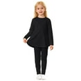thumbnail image 1 of WOYY Tween Girls Outfits Solid Casual Long Sleeve T-Shirt Dress Pants Set, Sizes 11-12, 1 of 4