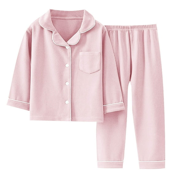 WOYY Tween Girls' Pajama Set Long Sleeve Button Shirt Pants Sleepwear, Sizes 12-13