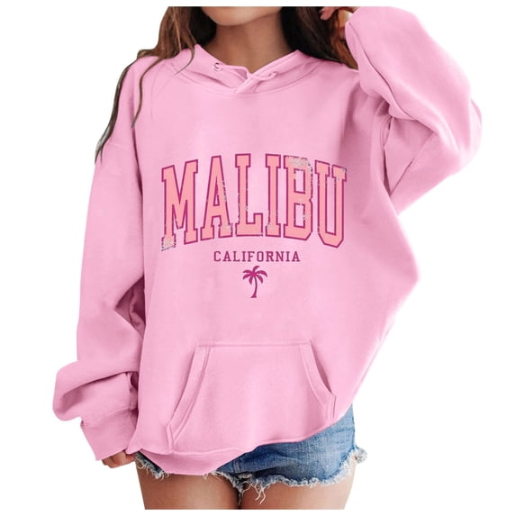 WOYY Tween Girls Preppy Hoodie Kids Loose Fit Pullover Hooded Sweatshirt, Sizes 11-12