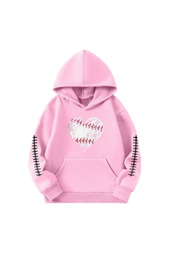 Tween Girls Pullover Hoodie Casual Hooded Sweatshirt with Baseball Print