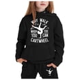 thumbnail image 1 of WOYY Tween Girls Sweatsuit Casual Letter Graphic Hoodie Sweatpants Outfits, Sizes 12-13, 1 of 3