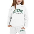 thumbnail image 1 of WOYY Tween Girls Tracksuit Chicago Print Hoodie Sweatpants Casual Outfits, Sizes 11-12, 1 of 3