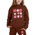thumbnail image 1 of WOYY Tween Girls Valentine's Day Outfits Hearts Print Hoodie Sweatpants Set, Sizes 12-13, 1 of 6