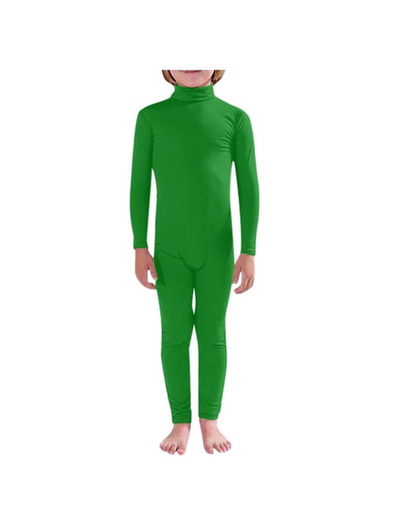 Unisex Solid Full Body Catsuit Stage Performance Seamless Tight Jumpsuit, Sizes 4-5T