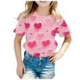thumbnail image 1 of WOYY Valentine's Day T-Shirt for Girls Short Sleeve Round Neck T Shirt Kids Casual Tee Top, 1 of 3