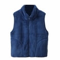 thumbnail image 1 of WOYY Vests for Girls Fleece Thickened Zipper Vest Stand Up Collar Sleeveless Coat, Sizes 3-18, 1 of 8