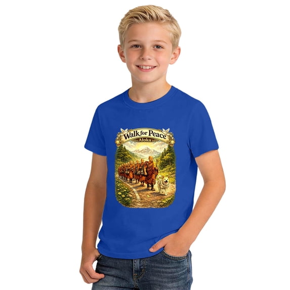 WOYY Walk for Peace T-Shirt for Boys Casual Graphic Tee Short Sleeve T Shirt, Sizes 3-13