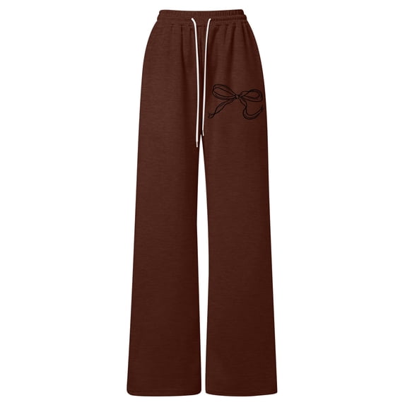 WOYY Wide Leg Sweatpants for Girls Bow Lightweight Straight Loose Jogger Pants, Sizes 4-13