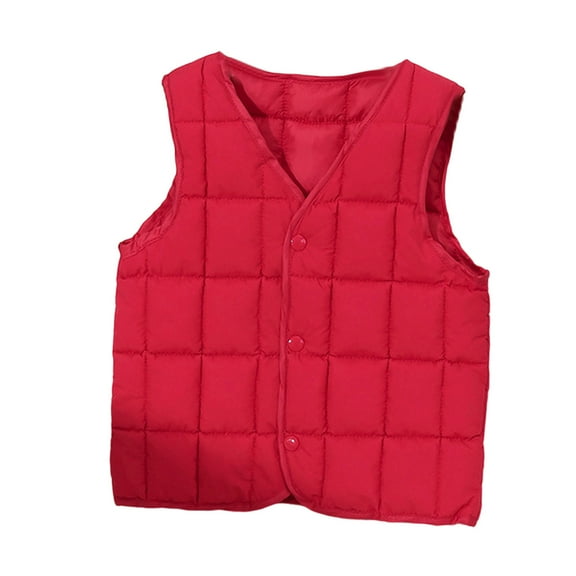 WOYY Winter Boys Girls Thermal Down Vest V-Neck Sleeveless Puffer Jacket, Sizes 4-5T