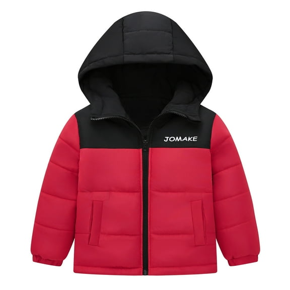 WOYY Winter Coat for Boys Color Block Hooded Puffer Jacket Warm Outerwear, Sizes 1-2T