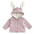 thumbnail image 1 of WOYY Winter Girls Coat Cute Rabbit Ears Hooded Jacket Warm Outerwear, Sizes 6-12M, 1 of 8